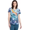 thumbnail image 1 of Tooniforms Scrubs Top For Women V-Neck Print TF737, 1 of 4