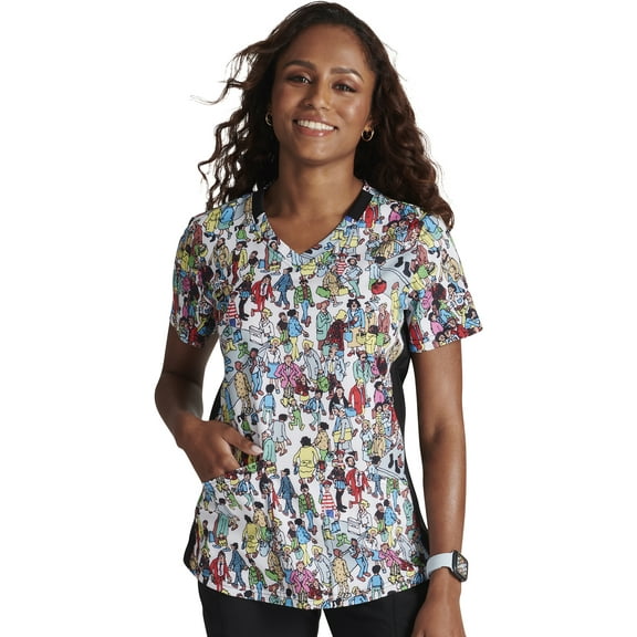 Tooniforms Scrubs Top For Women V-Neck Print TF764