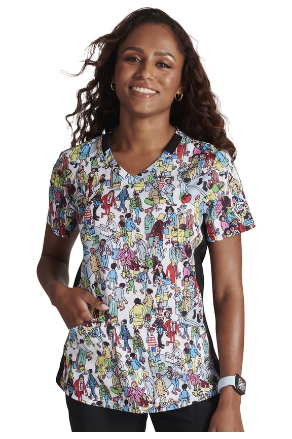 Scrubs Top For Women V-Neck Print TF764