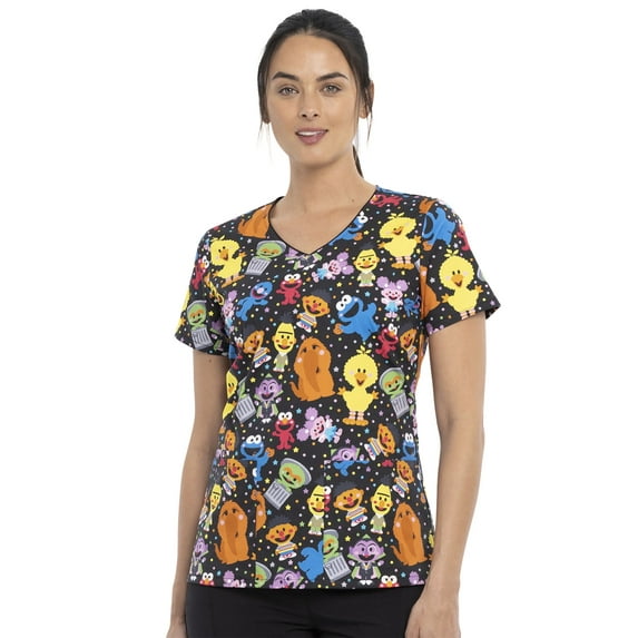 Tooniforms Scrubs Top For Women V-Neck Print TF614