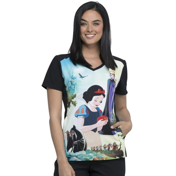 Tooniforms Scrubs Top for Women V-Neck TF637, XL, Enchanted