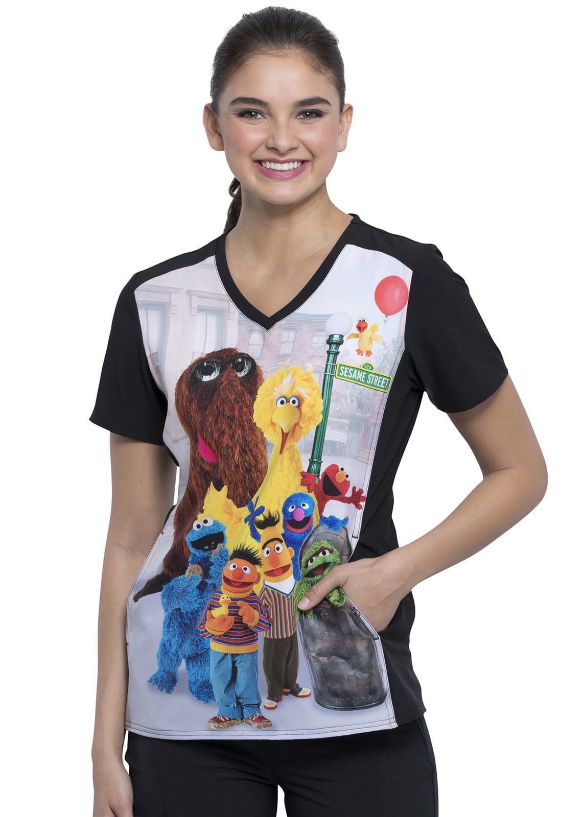 Casacca Infermieristica Donna CHEROKEE Tooniforms TF637 | Scollo A V Con Stampe, Taglia Large (L), Colore Light The Way - 4