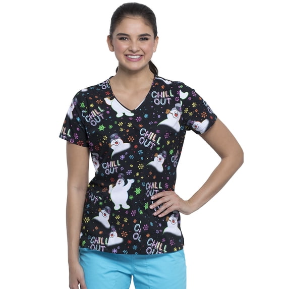 Tooniforms Scrubs Top For Women V-Neck Print TF614