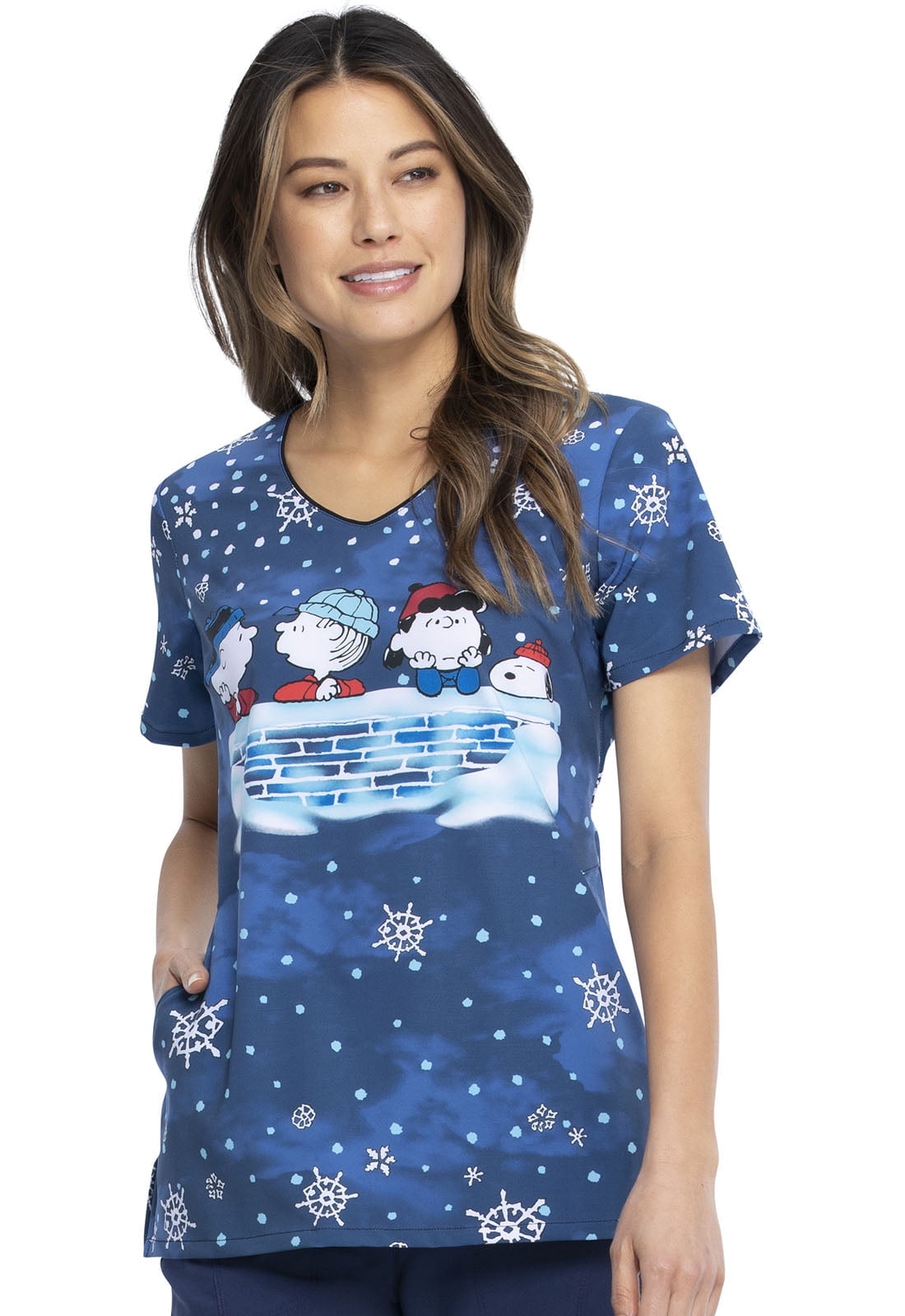 Tooniforms Scrubs Top For Women V-Neck Print TF626 - Walmart.com