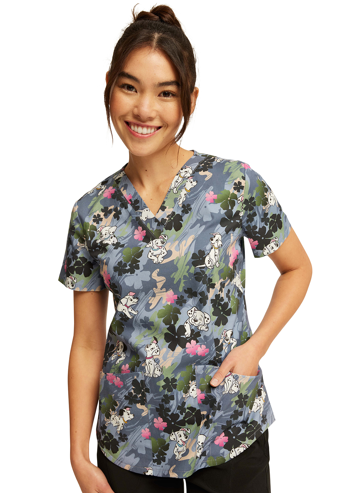 Tooniforms Women Scrubs Top VNeck Print TF736