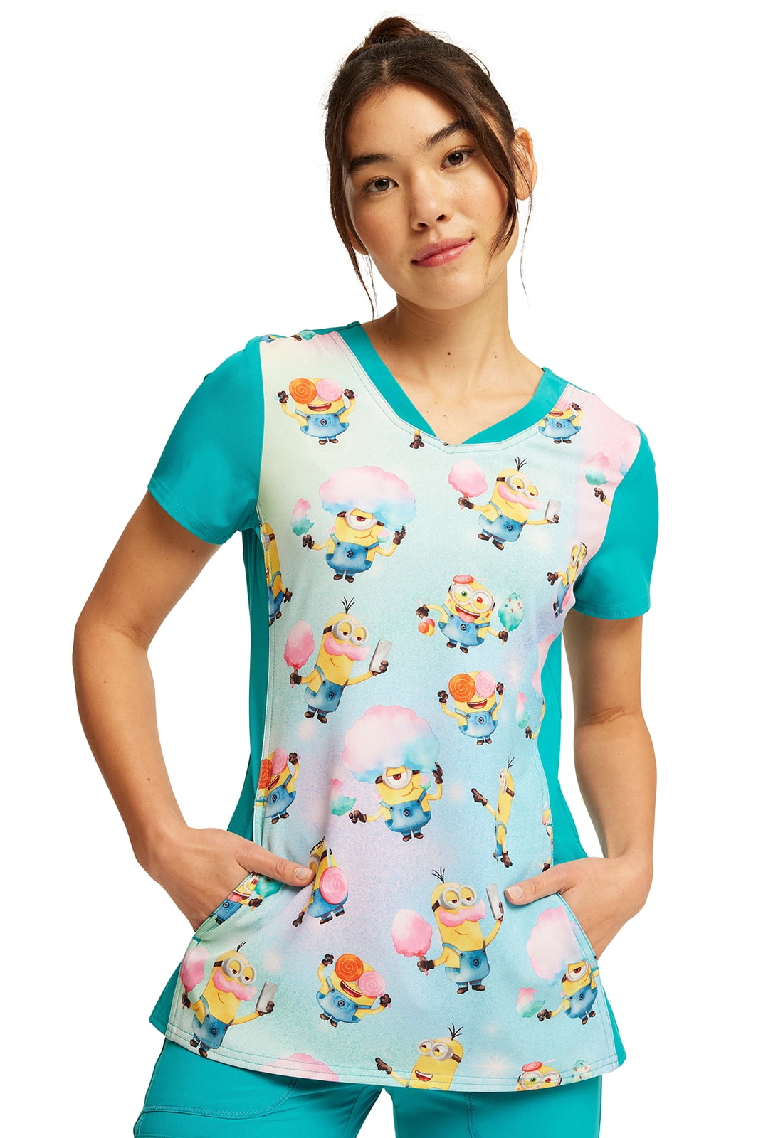 tooniforms-women-scrubs-top-v-neck-print-tf749-walmart