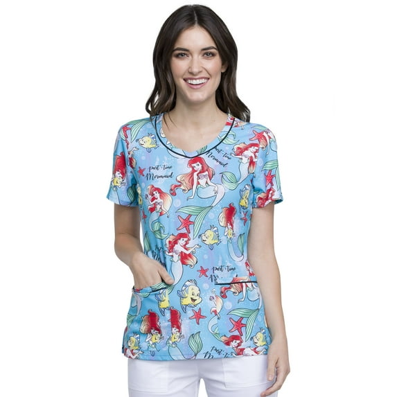 Tooniforms Women Scrubs Top, V-Neck, TF633, S, Part-time Mermaid