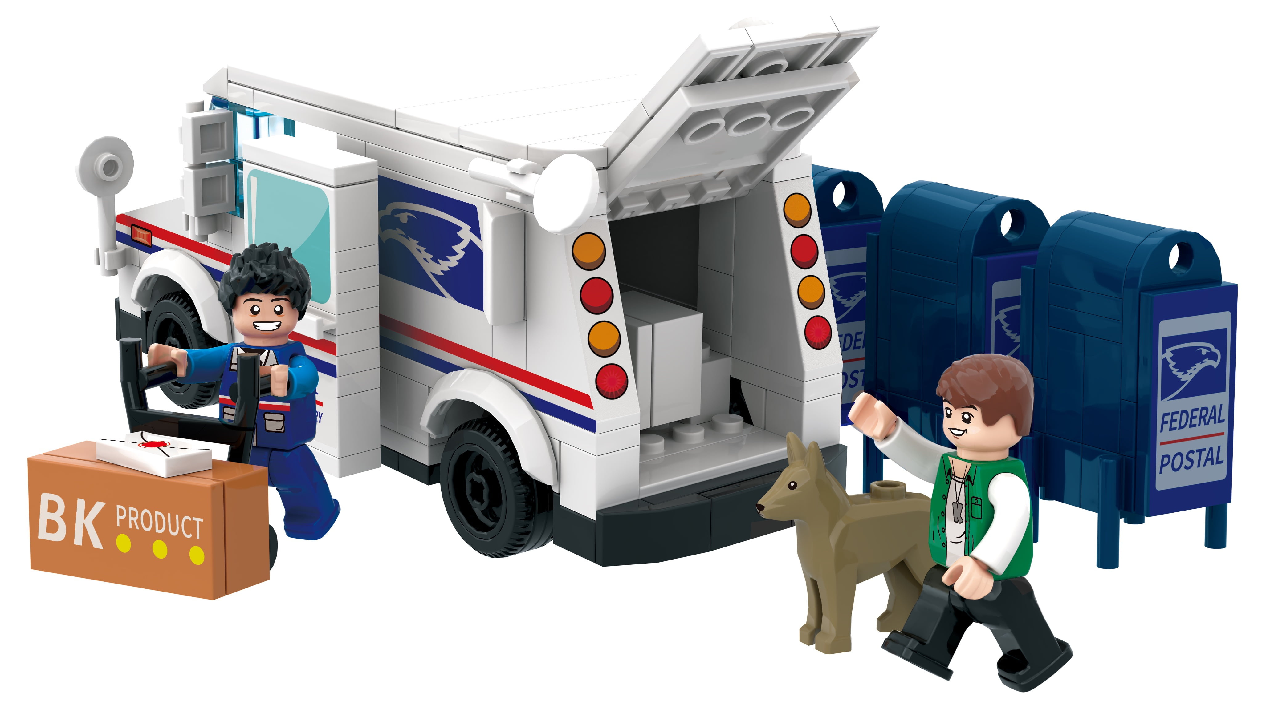 Toonify Capital Mail Van Building Toy Set, Postal Mail Truck