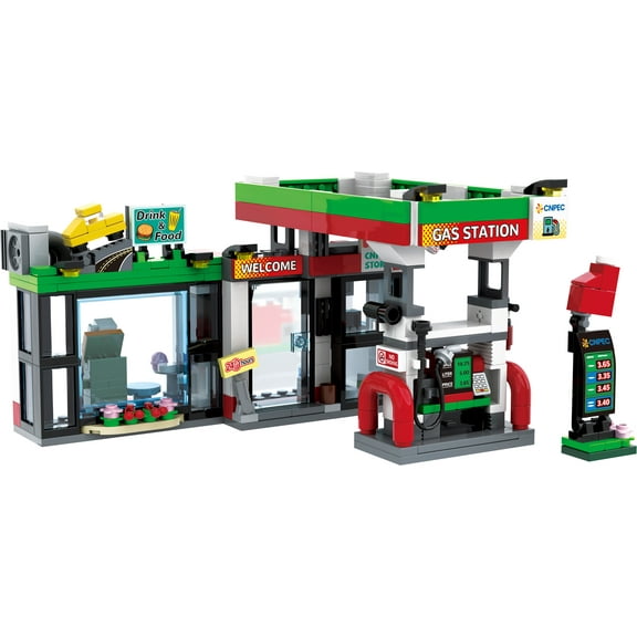 Toonify Petrol Station and Convenience Store Building Set, STEM Toy City Building Blocks Kit, Birthday Gift Idea for Adults and Teens Kids-349 PCS