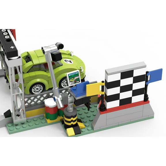 Toonify Super Car Racing Building Set, Race Car Award Scene Building Blocks with Green Race Car Crossing Finish Line, Collectible Model Building Set for Adults and Boys Teens Kids-358 PCS