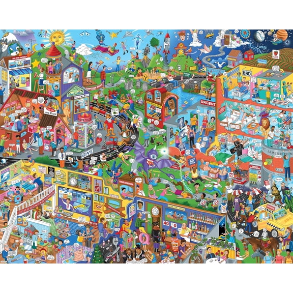 Tooniverse Puzzles: Jukebox Jailbreak 1000 Piece Jigsaw Puzzle for Adults Featuring 385 Illustrated Popular Song Titles