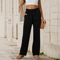 thumbnail image 1 of Toonshare Black Pants for Women Women's Casual Fashion Solid Color Drawstring Elastic Waist Straight-Leg Long Pants New Trendy Black S, 1 of 7