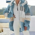 thumbnail image 1 of Women Trending for 2025!Toonshare Clearance,Long Sleeved Thick Top,Lightweight Denim Jacket,Open Front Jacket,Plush Color-Block Zipper Pocket Hooded Jacket Light Blue XXXXXL, 1 of 6