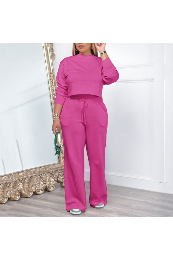 ,Lounge Sets for Women Pants,Two Piece Outfits for Women Hot Pink XL