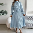 thumbnail image 1 of Toonshare Clearance,Maxi Dresses for Women Summer,Long Sleeve Stand Collar Waist In Gown Dresses,Spring Dress,Wrap Dress for Women Light Blue S, 1 of 5