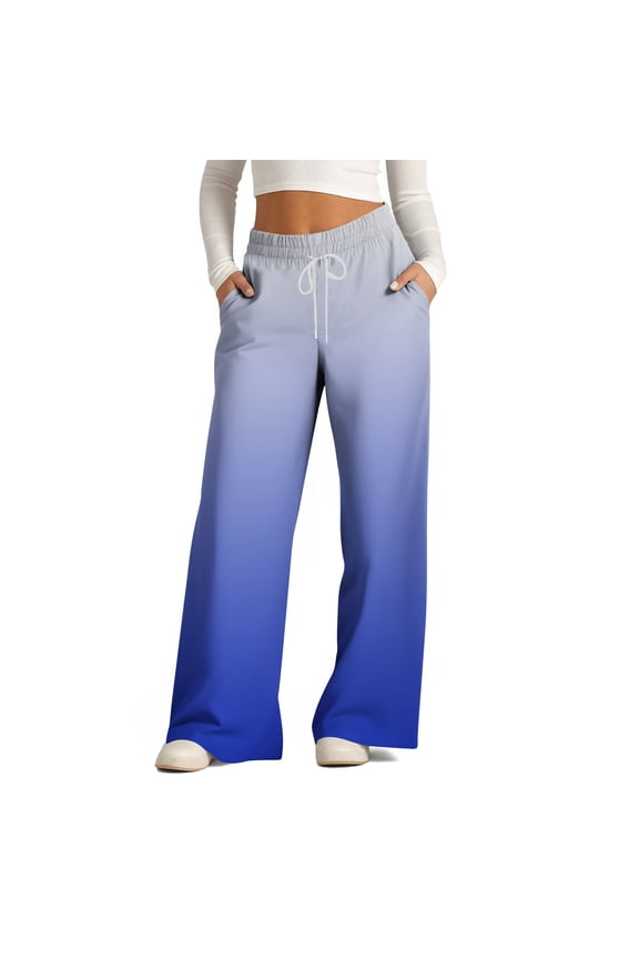 ,Sweatpants Women,White Pants Women Summer,Jogger Scrub Pants for Women,Striped Printed Drawstring Wide Leg Pants Blue S