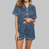 Toonshare ,Turndown Collar Short Sleeve Blouse Short Pants Pajamas Suit,Pajama Tops for Women Long Sleeve,Loungewear for Women