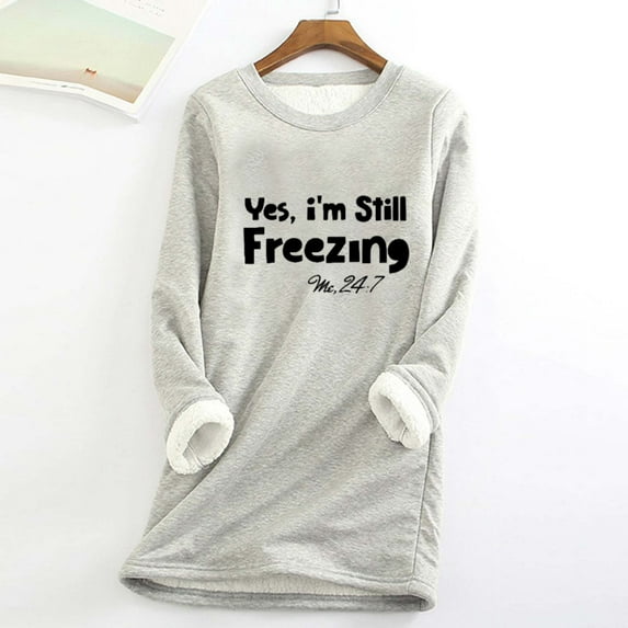 Toonshare ,White Womens Shirt,Dressy Casual Blouses,Ladies Blouses,Christmas Thick Fleece Sweatshirt Winter Warm Underwear Round-Neck Blouses Tops Gray XXL