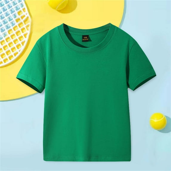 Toonshare Girls Short Sleeve Shirts Girls Clothing Size 3 Years Toddler Kids Boys Girl Comfortable Solid Color Short Sleeve Cotton T-Shirt Top Green