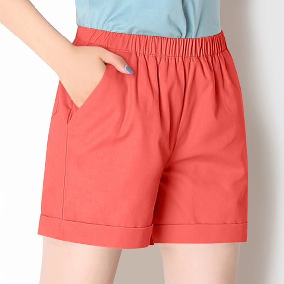 Toonshare Jeans Boy Shorts Jean Shorts For Women Bermuda Women's Solid Color Elastic Waistband Pocket Sports Shorts Shorts