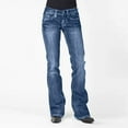 thumbnail image 1 of Toonshare Jeans Under $10 Chic 2024 Clearance Women Mid Waisted Embroidery Stretch Button Straight Full Length Pants, 1 of 9