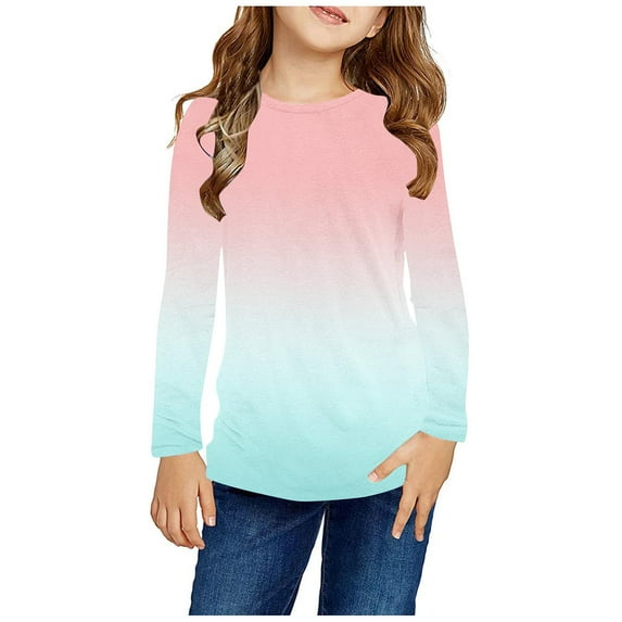 2025 Summer Women'S Clothes!Toonshare Long Sleeve Shirts for Girls School Shirts,Long Sleeve Top Pullover Base Layer,Savings,Long Sleeve Shirts for Girls 10-12 Pink