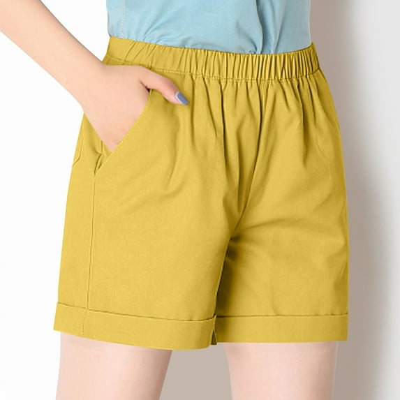 Toonshare Loose Cowboy Shorts Biker Shorts Women Women's Solid Color Elastic Waistband Pocket Sports Shorts Shorts