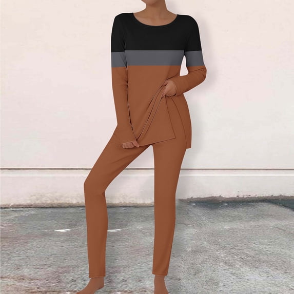 Toonshare Lounge Sets for Women Under $10,,Women Loose Two-Piece Sets Coffee XXXL
