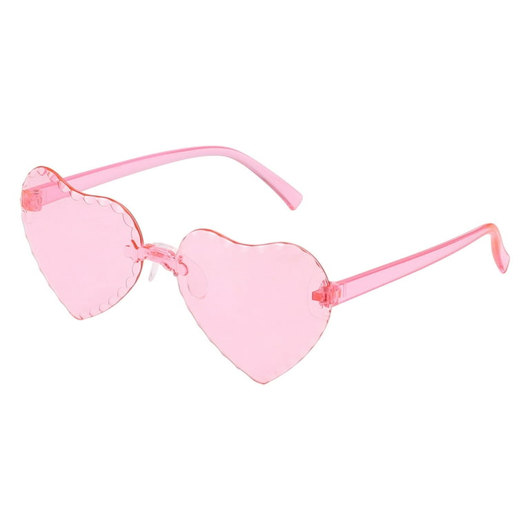 Toonshare Polarized Candy Colored Heart Shaped Sunglasses Rimless Frame Party For Kids Children