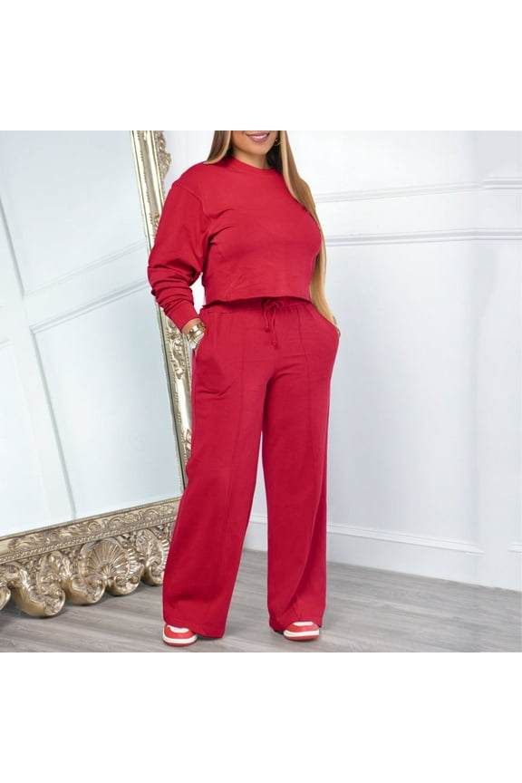 ,Long Sleeve Activewear Joggers Outfits,Womens Sets 2 Piece Outfits Lounge Red S