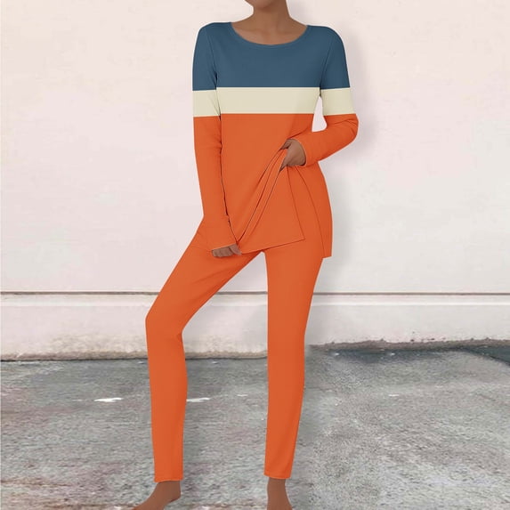 Toonshare Up to 30% off,Two-Piece Sets,Lounge Sets for Women Orange XL