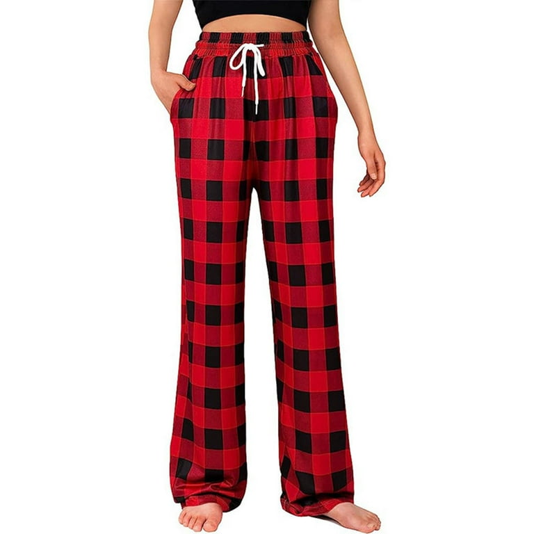 Toonshare Women s Fashion Casual Loose Pocket Drawstring Printing Trousers Pajama Pants Lightweight Womens Pants Plus Size Red XXL Walmart