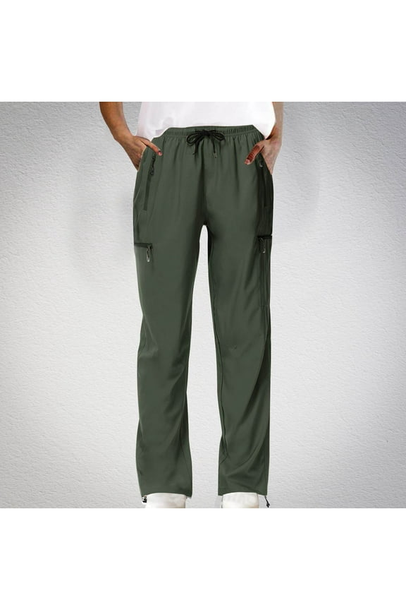 Women's Jogging Pants with Pockets and Drawstrings Comfortable Womens Pants Plus Size Army Green L