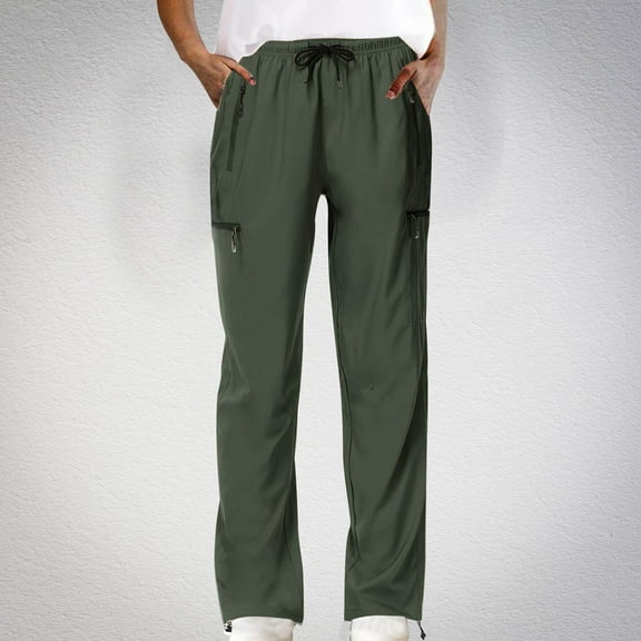 Toonshare Women's Jogging Pants with Pockets and Drawstrings Comfortable Womens Pants Plus Size Army Green L