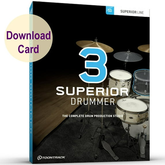 Toontrack Superior Drummer 3 - Virtual Instrument and Drum Production Plug-in Software for Windows and Mac (Registration Card)