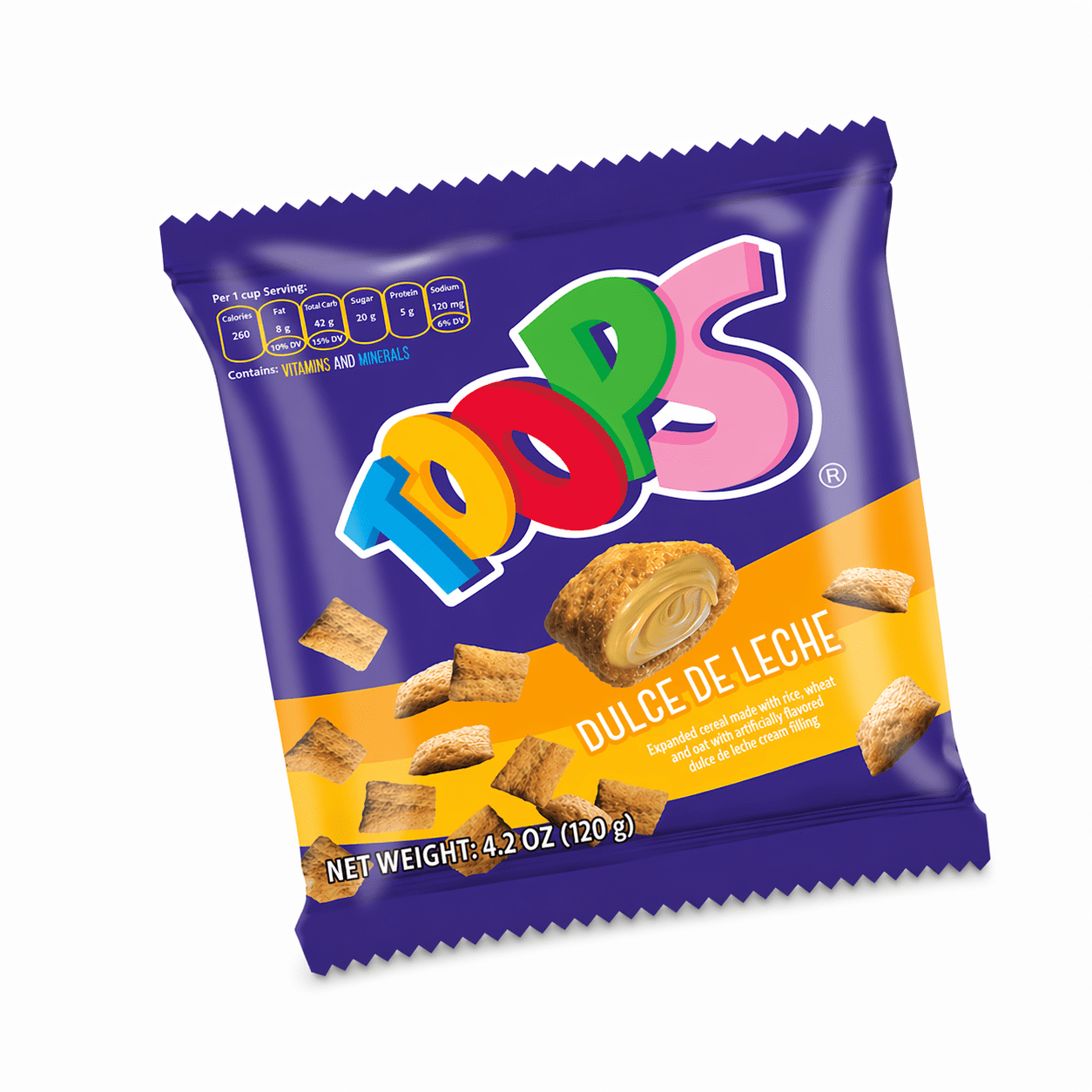 TOOPS Dulce de Leche Snack, Crispy Cereal Shell, Caramel Filling, 4.2oz ...