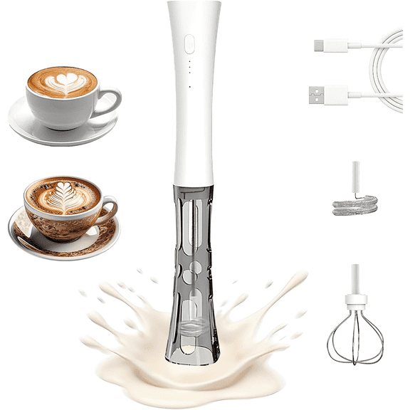 KIBVOE Milk Frother Wand Handheld for Coffee, With Stand Whisk Cold Electric Foam Maker, 3 Speed Adjustable, Hand Free for Latte, Cappuccino, Matcha, Hot Chocolate, Egg