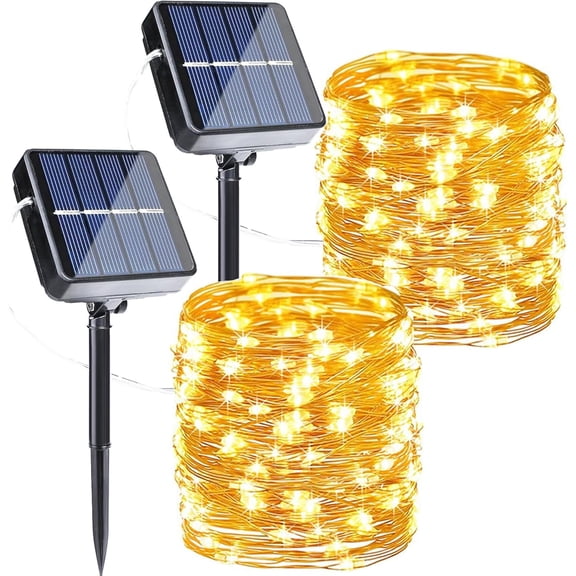 Toopower Solar Fairy Lights, 2-Pack Total 80FT 200LED Solar String Lights Outdoor Waterproof 8 Lighting Modes (Warm White)