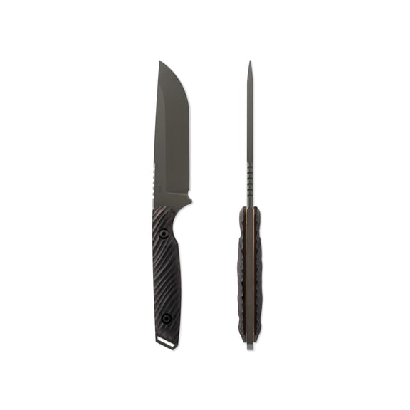 Toor Knives Field 2.0 Fixed Blade Knife, 4.5in, Steel CPM 154, Walnut Dynamic Fluting, Spanish Moss