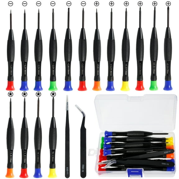 Toorise 18Pcs Magnetic Screwdriver Set 0.8-3mm Micro Cross Screwdriver Kit Metric Pentagonal Torx Flat Head Screwdriver with Tweezers for Watch Eyeglasses Jewelry Electronics Repair