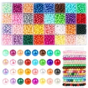 Toorise 1920Pcs 6mm Bracelet Beads Kit 32 Colors Round Imitation Pearls Multicolor Loose Beads DIY Bracelets Necklace Beads Set with Storage Box for Earrings Bracelets Jewelry Making Beginners