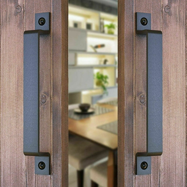 Toorise 2 Pcs Door Pull Handles Carbon Steel Sliding Barn Door Pull Flush Handle Gate Hardware Set for Sliding Door Gate Cabinet Closet Drawer Screws