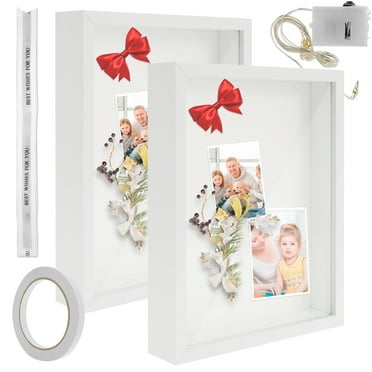 Toorise 2 Pcs Shadow Box Frame 3cm Hollow Shadow Box 3D Shadow Boxes Display Cases Decorative Shadowbox Picture Frame Multifunctional Deep Box Frame for Tabletop and Wall White