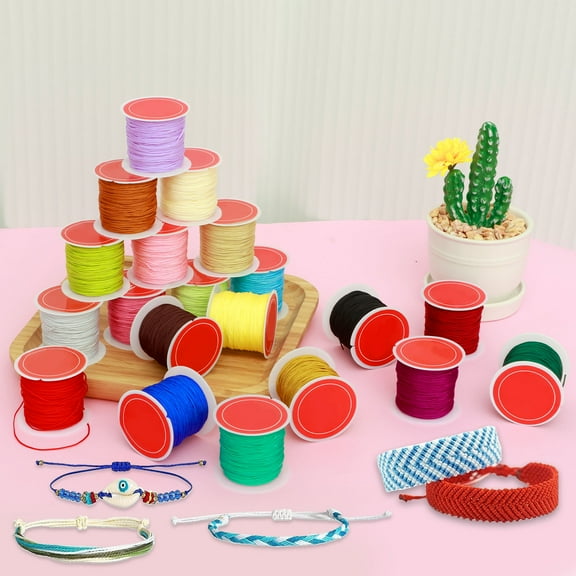 Toorise 20 Rolls Wax String for Bracelet Making 20 Colors 0.8mm Waxed Polyester Cord Waterproof Anti-Fade Waxed Thread Bracelet Cord Leather Sewing Thread for Necklace Bracelet Jewelry Making