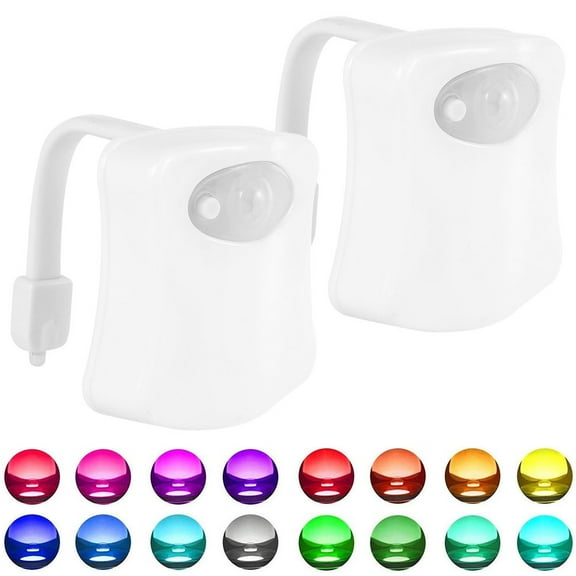 Toorise 2Pack Toilet Night Lights 16-Color Changing Inside Toilet Glow Lamp LED Nightlight with Motion Sensor Activated Detection Cool Bathroom Accessories Novelty Gadgets for Kids Adults