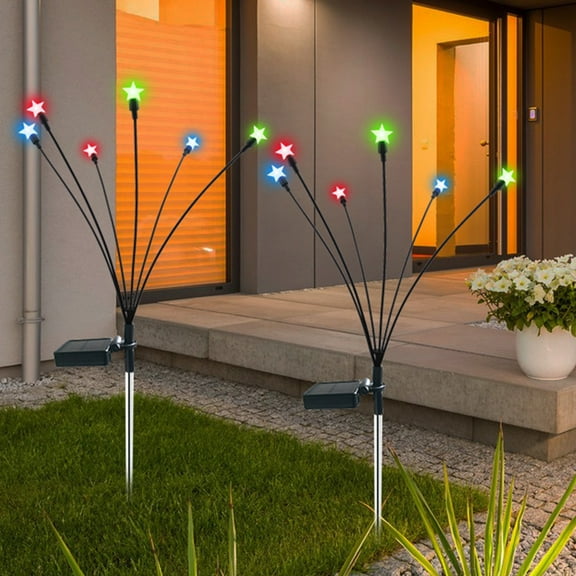 Toorise 2Pcs Solar Starburst Swaying Garden Lights Starburst Swing Lights for Landscape Garden Pathway Yard Patio Decorations