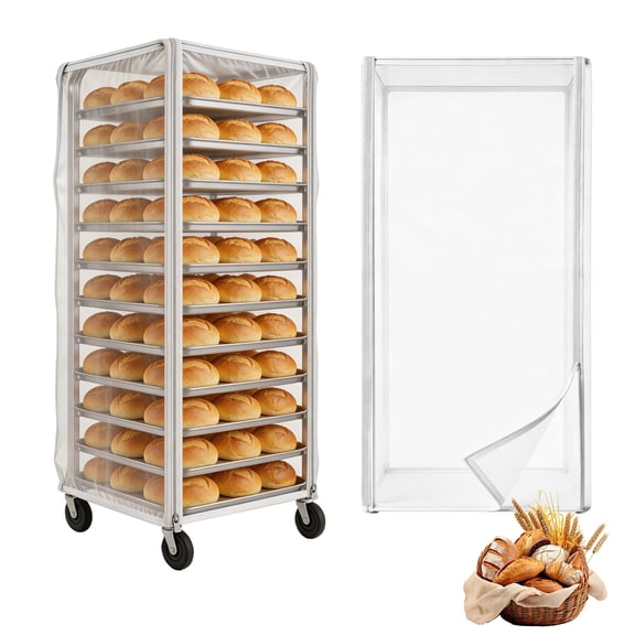 Toorise 2Pcs Speed Rack Cover with Zipper Waterproof Dustproof Bun Pan Rack Cover for Bakery Commercial and Home Use 28" L x 23" W x 61" H