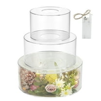 Toorise 3Pcs Acrylic Cake Stand with Light Strings Clear Fillable Cake Riser Stackable Cake Tier Round Decorative Cake Display Stand,6/8/10In