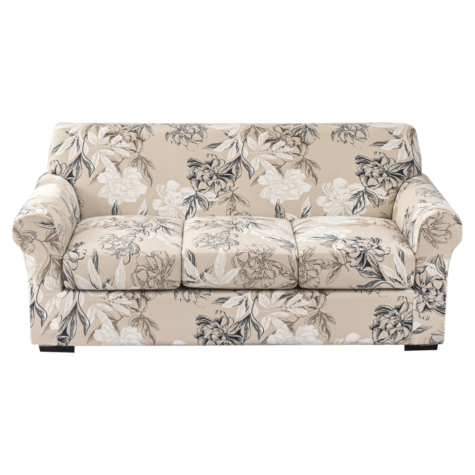 Visit the EUWBSSR Store 4 Pieces Stretch Sofa Cover 3 Seater Couch Cover Printed Sofa Slipcover with 3 Separate Cushion Covers Washable Sofa Slip Covers for Living Room Home with Pets and Kids