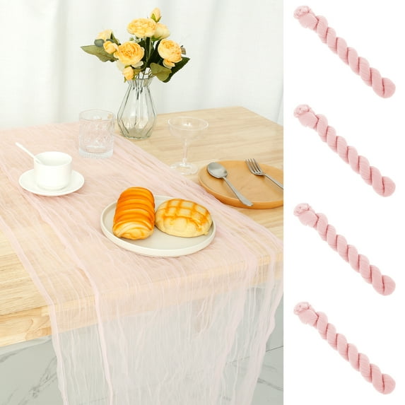 Toorise 4Pcs Cheesecloth Table Runner 31.5×118.1In Table Cover Runner Decorative Dresser Runner Bohemian Table Runner Cloth Beautiful Dinning Table Runner Polyester Table Runners